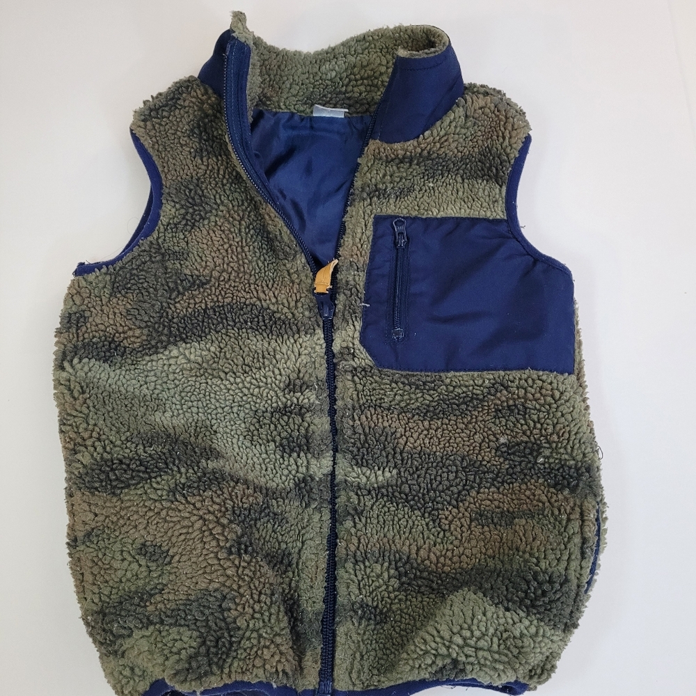 Carter's Green and Blue Fleece Vest with Zipper Closure